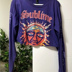 Purple Cropped Graphic Women's Top